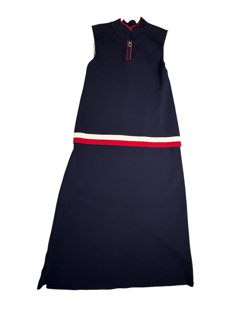Leo & Ugo Polo Collar Stretch-Knit Dress Navy Blue Size 4